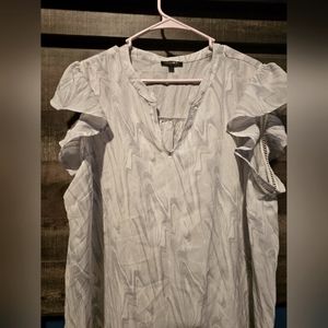 2XL  Marble Grey & Ruffled Sleeve Top